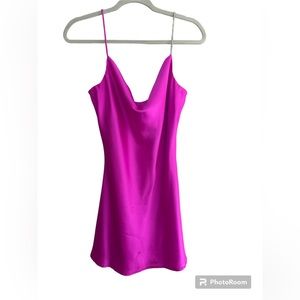 Silky, hot pink cocktail dress